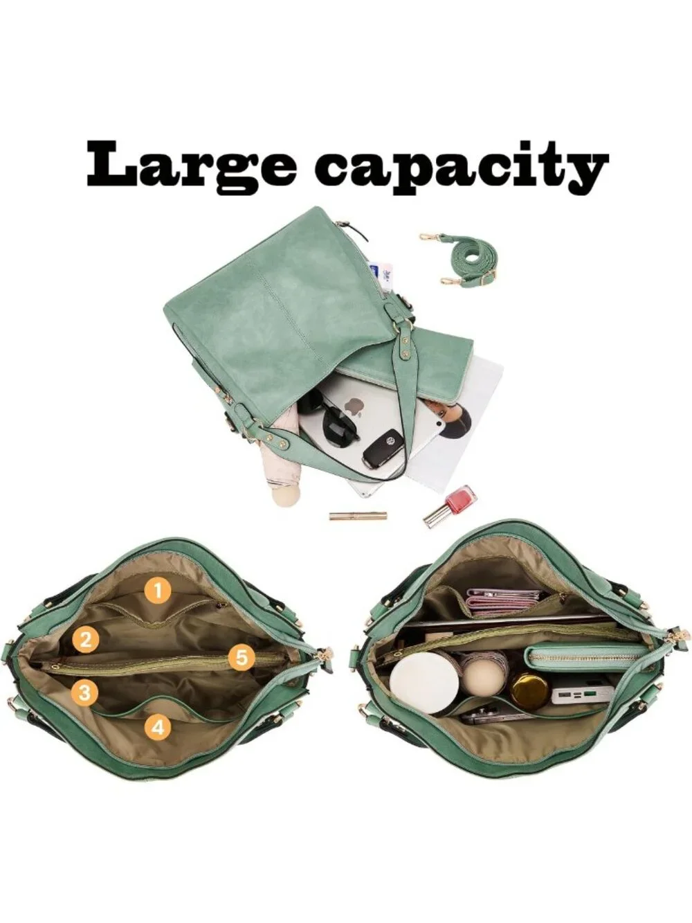 Stylish Women's Hobo Tote & Wallet Set - Soft Faux Leather, Large Capacity